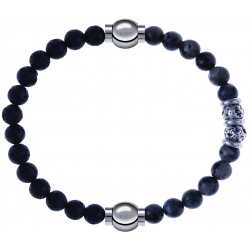 Apollon - Collection MiX - bracelet combinable pierre de lave 6mm - 10,25cm + sodalite 6mm - 10cm