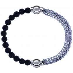 Apollon - Collection MiX - bracelet combinable pierre de lave 6mm - 10,25cm + chaines - 10,25cm