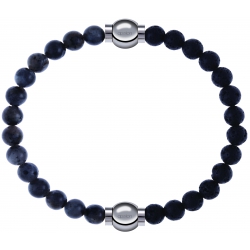 Apollon - Collection MiX - bracelet combinable labradorite 6mm - 10,25cm + pierre de lave 6mm - 10,25cm