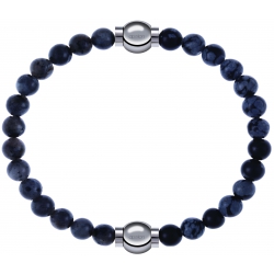 Apollon - Collection MiX - bracelet combinable labradorite 6mm - 10,25cm + obsidienne neige 6mm - 10,25cm