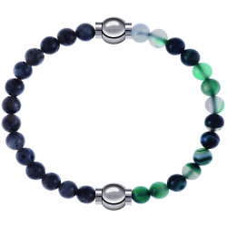 Apollon - Collection MiX - bracelet combinable labradorite 6mm - 10,25cm + agate indienne teintée 6mm - 10,25cm