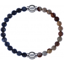 Apollon - Collection MiX - bracelet combinable labradorite 6mm - 10,25cm + agate jaspe 6mm - 10,25cm