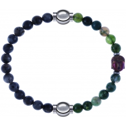 Apollon - Collection MiX - bracelet combinable labradorite 6mm - 10,25cm + agate verte 6mm - Bouddha - 10cm