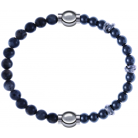 Apollon - Collection MiX - bracelet combinable labradorite 6mm - 10,25cm + hématite 6mm - 10cm