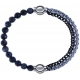 Apollon - Collection MiX - bracelet combinable labradorite 6mm - 10,25cm + chaines 2 tons noir et blancs - 10,25cm