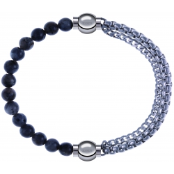 Apollon - Collection MiX - bracelet combinable labradorite 6mm - 10,25cm + chaines - 10,25cm