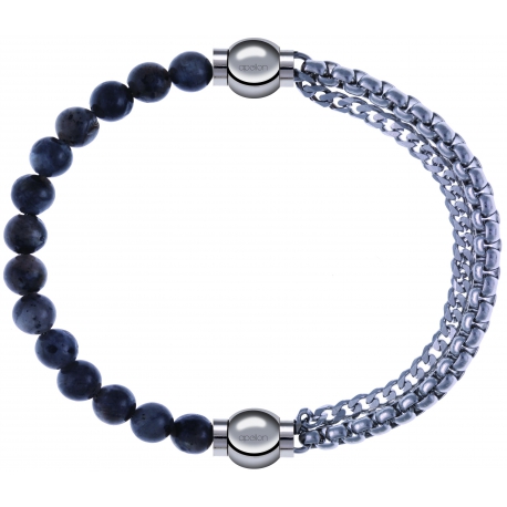 Apollon - Collection MiX - bracelet combinable labradorite 6mm - 10,25cm + chaines - 10,25cm