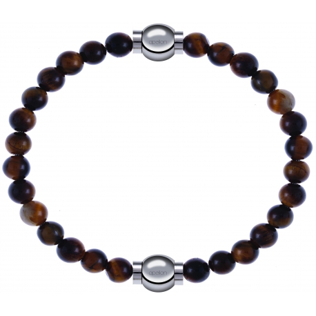 Apollon - Collection MiX - bracelet combinable oeil de tigre 6mm - 10,25cm + oeil de tigre 6mm - 10,25cm