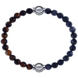 Apollon - Collection MiX - bracelet combinable oeil de tigre 6mm - 10,25cm + labradorite 6mm - 10,25cm