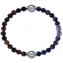 Apollon - Collection MiX - bracelet combinable oeil de tigre 6mm - 10,25cm + sodalite 6mm - 10cm