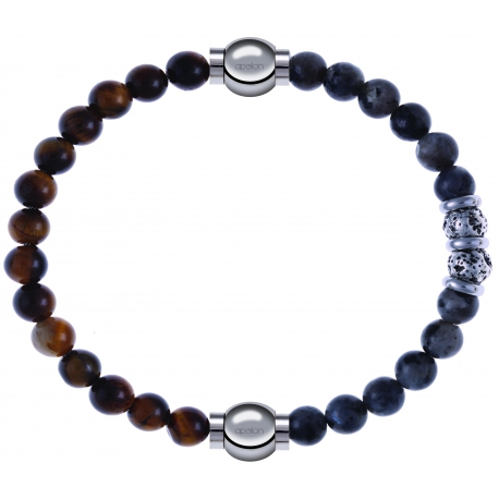 Apollon - Collection MiX - bracelet combinable oeil de tigre 6mm - 10,25cm + sodalite 6mm - 10cm