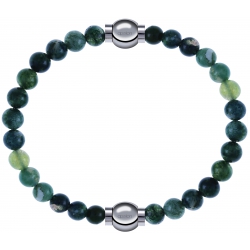 Apollon - Collection MiX - bracelet combinable agate verte mousse 6mm - 10,25cm + agate verte mousse 6mm - 10,25cm