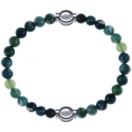 Apollon - Collection MiX - bracelet combinable agate verte mousse 6mm - 10,25cm + agate verte mousse 6mm - 10,25cm