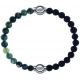 Apollon - Collection MiX - bracelet combinable agate verte mousse 6mm - 10,25cm + pierre de lave 6mm - 10,25cm