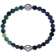 Apollon - Collection MiX - bracelet combinable agate verte mousse 6mm - 10,25cm + obsidienne neige 6mm - 10,25cm