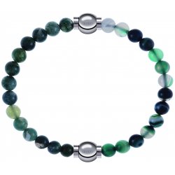 Apollon - Collection MiX - bracelet combinable agate verte mousse 6mm - 10,25cm + agate indienne teintée 6mm - 10,25cm