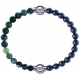 Apollon - Collection MiX - bracelet combinable agate verte mousse 6mm - 10,25cm + hématite 6mm - 10,25cm