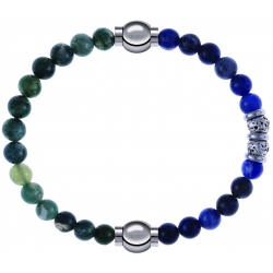 Apollon - Collection MiX - bracelet combinable agate verte mousse 6mm - 10,25cm + labradorite 6mm - 10cm