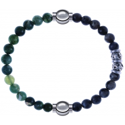 Apollon - Collection MiX - bracelet combinable agate verte mousse 6mm - 10,25cm + sodalite 6mm - 10cm