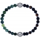 Apollon - Collection MiX - bracelet combinable agate verte mousse 6mm - 10,25cm + oeil de tigre - pierre de lave 6mm - 10,75cm
