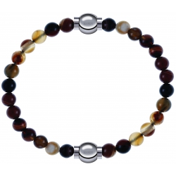 Apollon - Collection MiX - bracelet combinable agate marron 6mm - 10,25cm + agate marron 6mm - 10,25cm