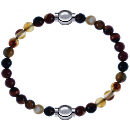 Apollon - Collection MiX - bracelet combinable agate marron 6mm - 10,25cm + agate marron 6mm - 10,25cm