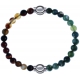 Apollon - Collection MiX - bracelet combinable agate marron 6mm - 10,25cm + agate verte mousse 6mm - 10,25cm