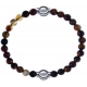 Apollon - Collection MiX - bracelet combinable agate marron 6mm - 10,25cm + oeil de tigre 6mm - 10,25cm