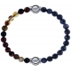 Apollon - Collection MiX - bracelet combinable agate marron 6mm - 10,25cm + labradorite 6mm - 10,25cm