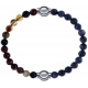 Apollon - Collection MiX - bracelet combinable agate marron 6mm - 10,25cm + labradorite 6mm - 10,25cm