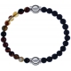 Apollon - Collection MiX - bracelet combinable agate marron 6mm - 10,25cm + pierre de lave 6mm - 10,25cm