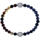 Apollon - Collection MiX - bracelet combinable agate marron 6mm - 10,25cm + obsidienne neige 6mm - 10,25cm
