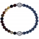 Apollon - Collection MiX - bracelet combinable agate marron 6mm - 10,25cm + hématite 6mm - 10,25cm