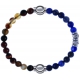 Apollon - Collection MiX - bracelet combinable agate marron 6mm - 10,25cm + labradorite 6mm - 10cm