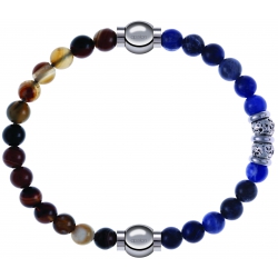 Apollon - Collection MiX - bracelet combinable agate marron 6mm - 10,25cm + labradorite 6mm - 10cm