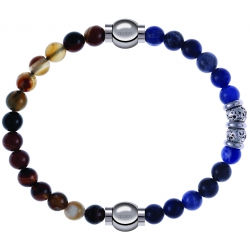 Apollon - Collection MiX - bracelet combinable agate marron 6mm - 10,25cm + labradorite 6mm - 10cm