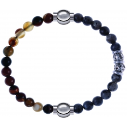 Apollon - Collection MiX - bracelet combinable agate marron 6mm - 10,25cm + sodalite 6mm - 10cm