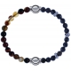 Apollon - Collection MiX - bracelet combinable agate marron 6mm - 10,25cm + labradorite 6mm - 10cm