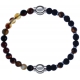 Apollon - Collection MiX - bracelet combinable agate marron 6mm - 10,25cm + oeil de tigre - pierre de lave 6mm - 10,75cm