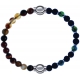 Apollon - Collection MiX - bracelet combinable agate marron 6mm - 10,25cm + agate teintée verte - pierre de lave 6mm - 10,75cm