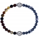 Apollon - Collection MiX - bracelet combinable agate marron 6mm - 10,25cm + hématite 6mm - 10cm