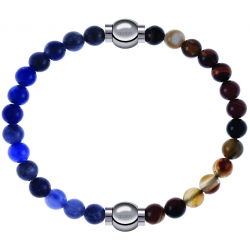 Apollon - Collection MiX - bracelet combinable sodalite 6mm - 10,25cm + agate marron 6mm - 10,25cm