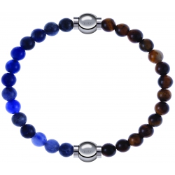 Apollon - Collection MiX - bracelet combinable sodalite 6mm - 10,25cm + oeil de tigre 6mm - 10,25cm