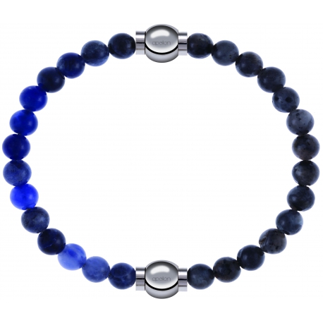 Apollon - Collection MiX - bracelet combinable sodalite 6mm - 10,25cm + labradorite 6mm - 10,25cm