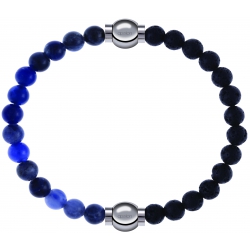 Apollon - Collection MiX - bracelet combinable sodalite 6mm - 10,25cm + pierre de lave 6mm - 10,25cm