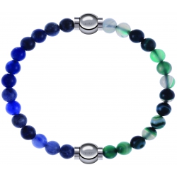 Apollon - Collection MiX - bracelet combinable sodalite 6mm - 10,25cm + agate indienne teintée 6mm - 10,25cm