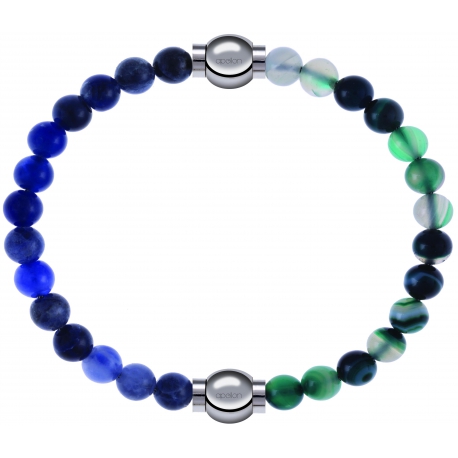 Apollon - Collection MiX - bracelet combinable sodalite 6mm - 10,25cm + agate indienne teintée 6mm - 10,25cm