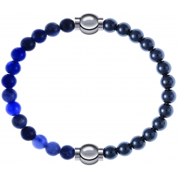 Apollon - Collection MiX - bracelet combinable sodalite 6mm - 10,25cm + hématite 6mm - 10,25cm