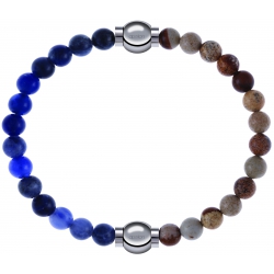 Apollon - Collection MiX - bracelet combinable sodalite 6mm - 10,25cm + agate jaspe 6mm - 10,25cm