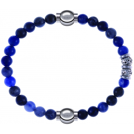 Apollon - Collection MiX - bracelet combinable sodalite 6mm - 10,25cm + labradorite 6mm - 10cm